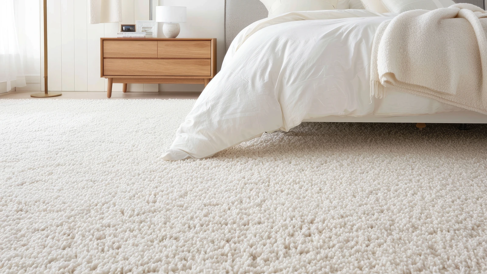 Pristine cream-colored carpet after LocalPro's pet odor and stain treatment — clean, dry, and ready in about an hour