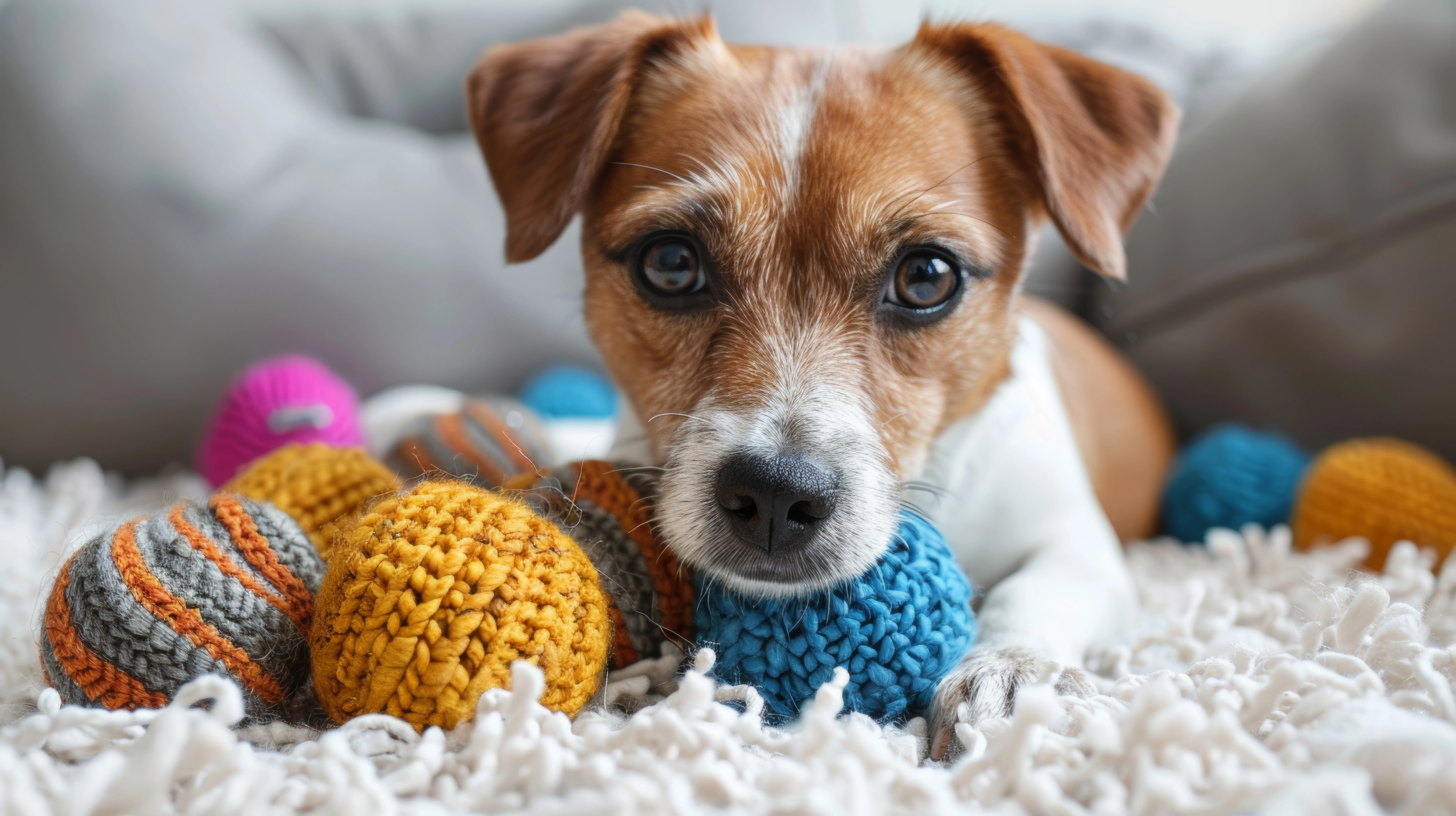 Happy dog on a freshly cleaned rug — backed by our 14-day re-treat warranty