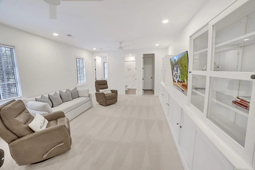 Freshly cleaned carpet in a Birmingham living room — LocalPro low-moisture process leaves vacuum lines and a like-new look
